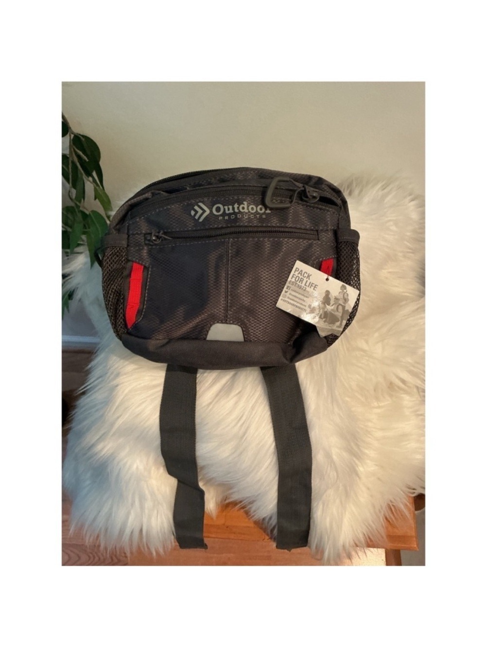 Outdoor Products Crossbody Sling Backpack Black Red NWT